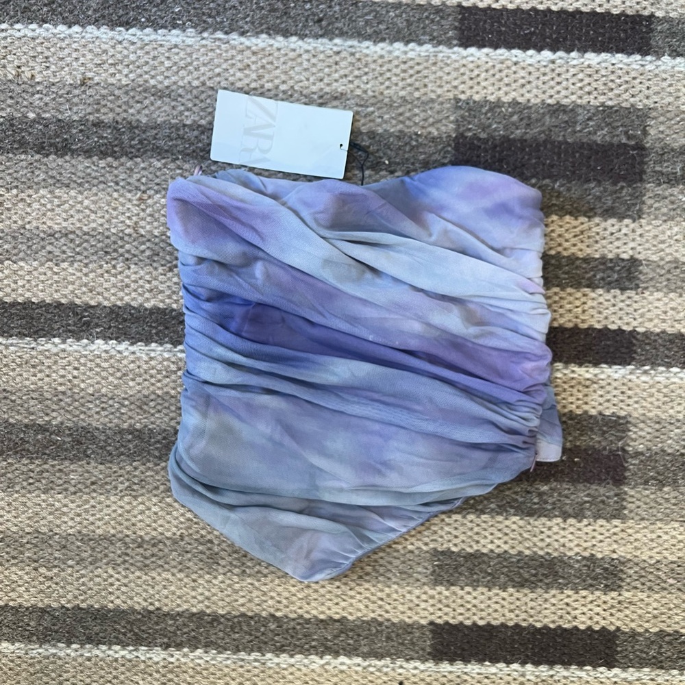 Zara Lavender and Gray Ruched Top